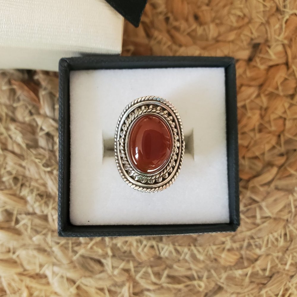 Genuine Carnelian Ring - Size 7